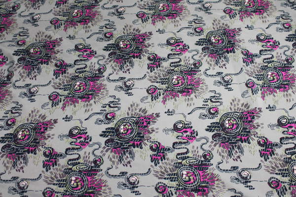 Printed Silk Fuji - Brown/ Pink fabric, image 2 of 4