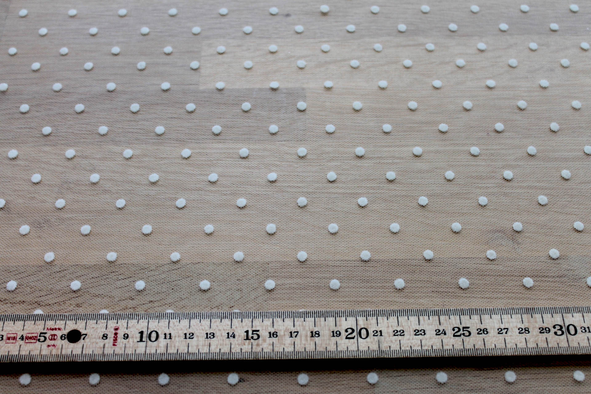 Flock Spot Polka Dot Tulle - Creamy Ivory - Medium Small fabric, image 4 of 5