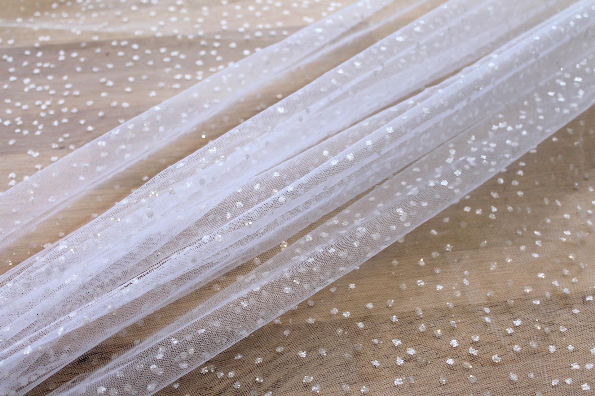 Glitter Spray Tulle - Optic White fabric, image 4 of 5
