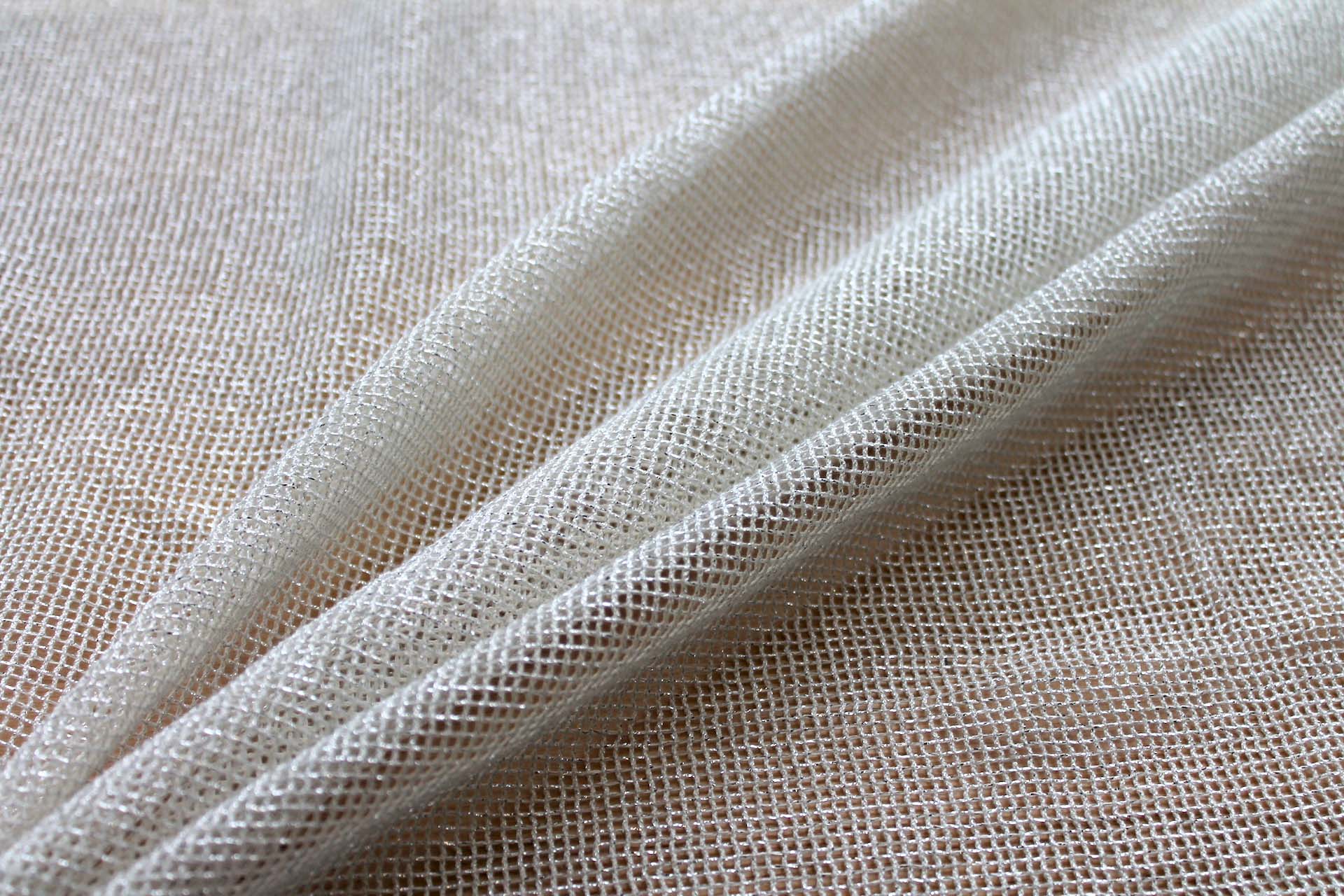 Sparkly Soft Mesh Fabric - Ivory Silver, image 2 of 5