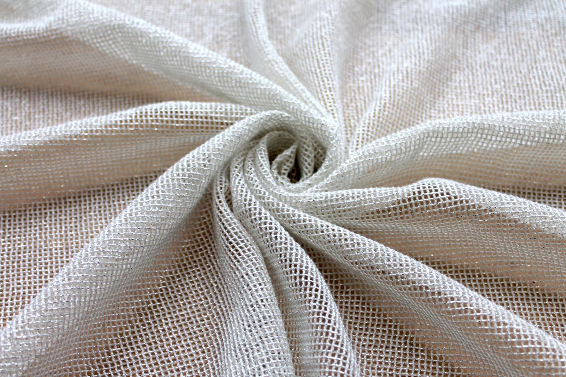 Sparkly Soft Mesh Fabric - Ivory Silver, image 3 of 5