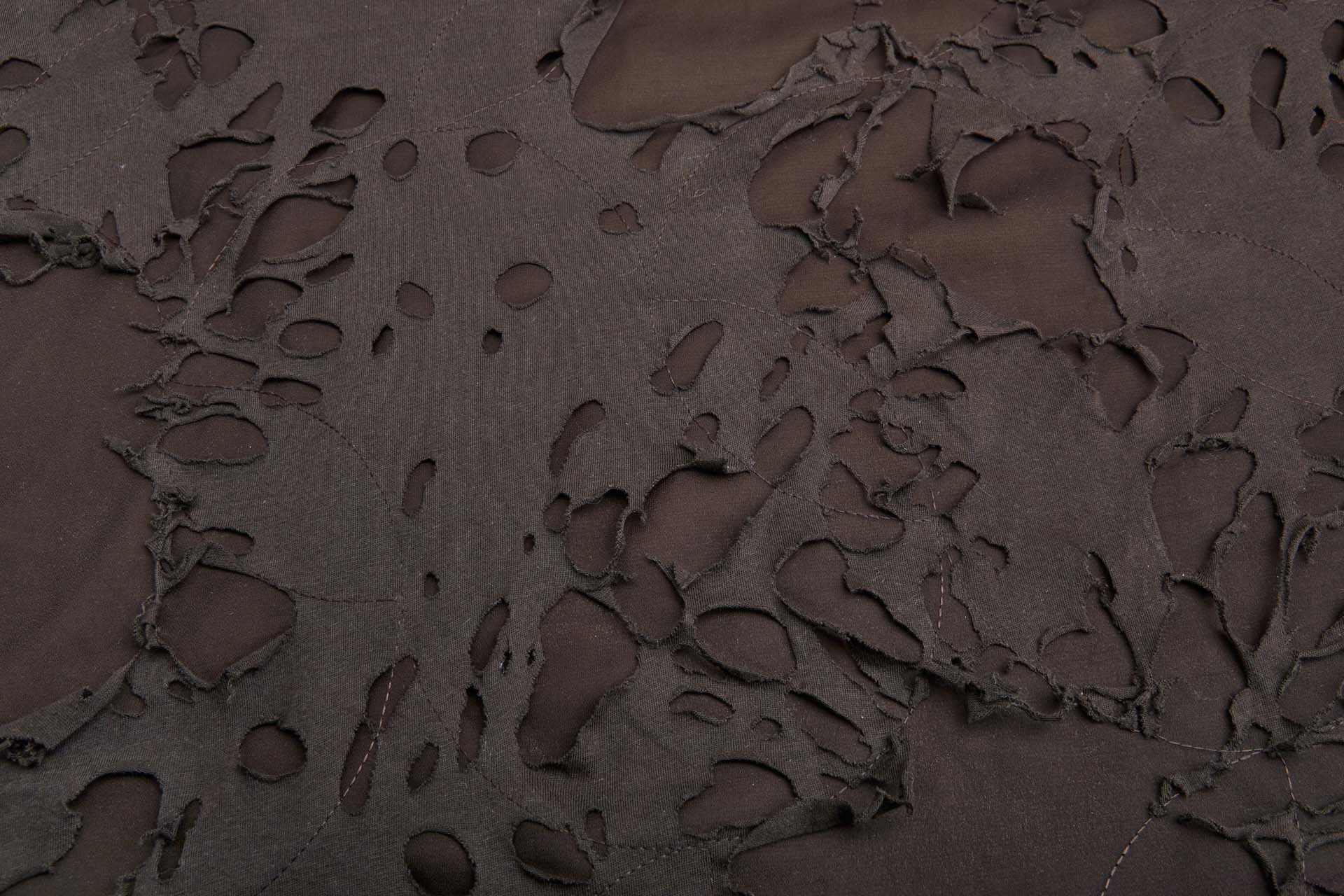 Brown Chiffon With Brown Shredded Jersey Appliqué - 1.25m Piece fabric, image 2 of 6