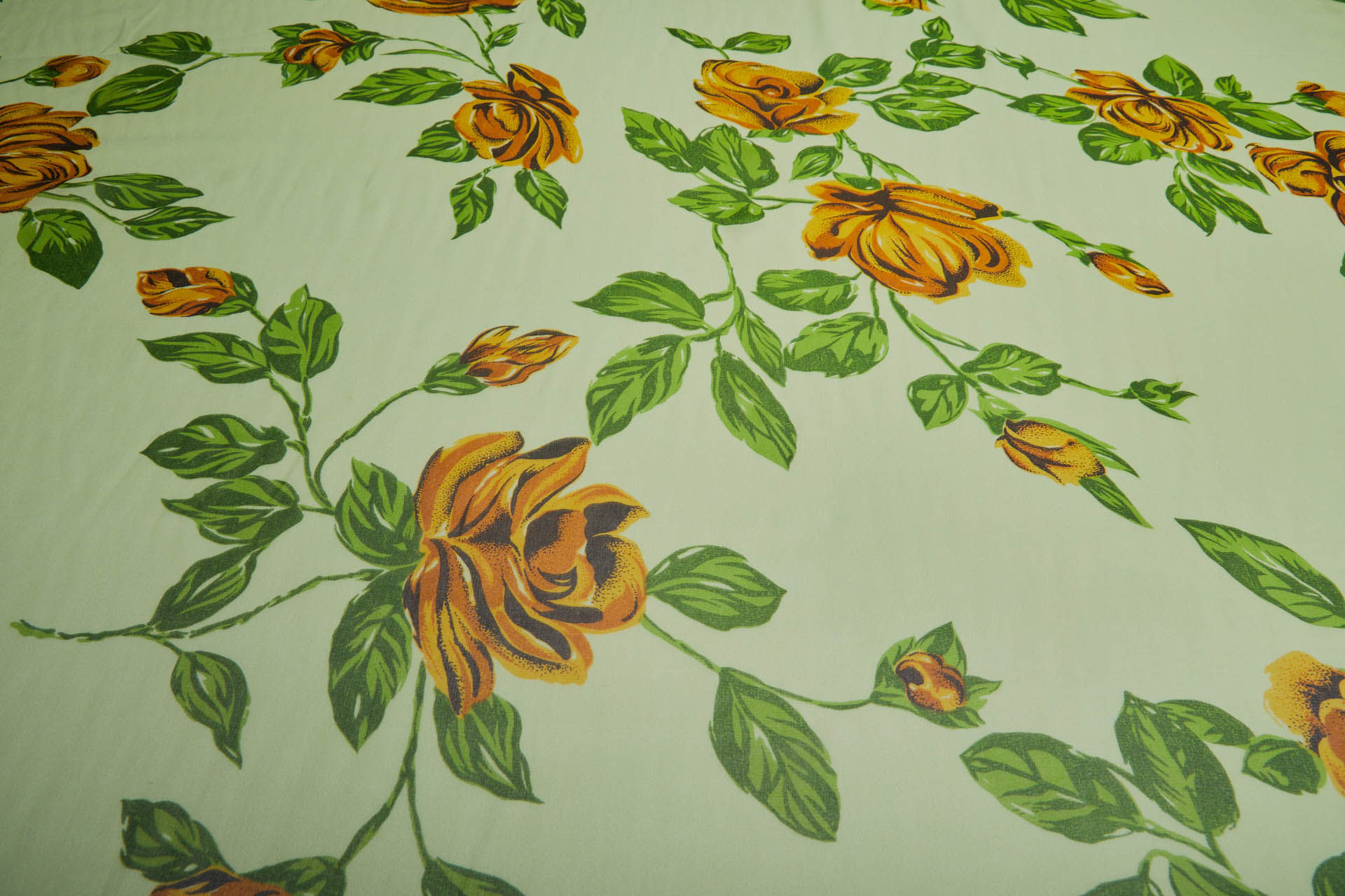 Floral Printed Silk Chiffon - Greens and Yellow fabric, image 8 of 8