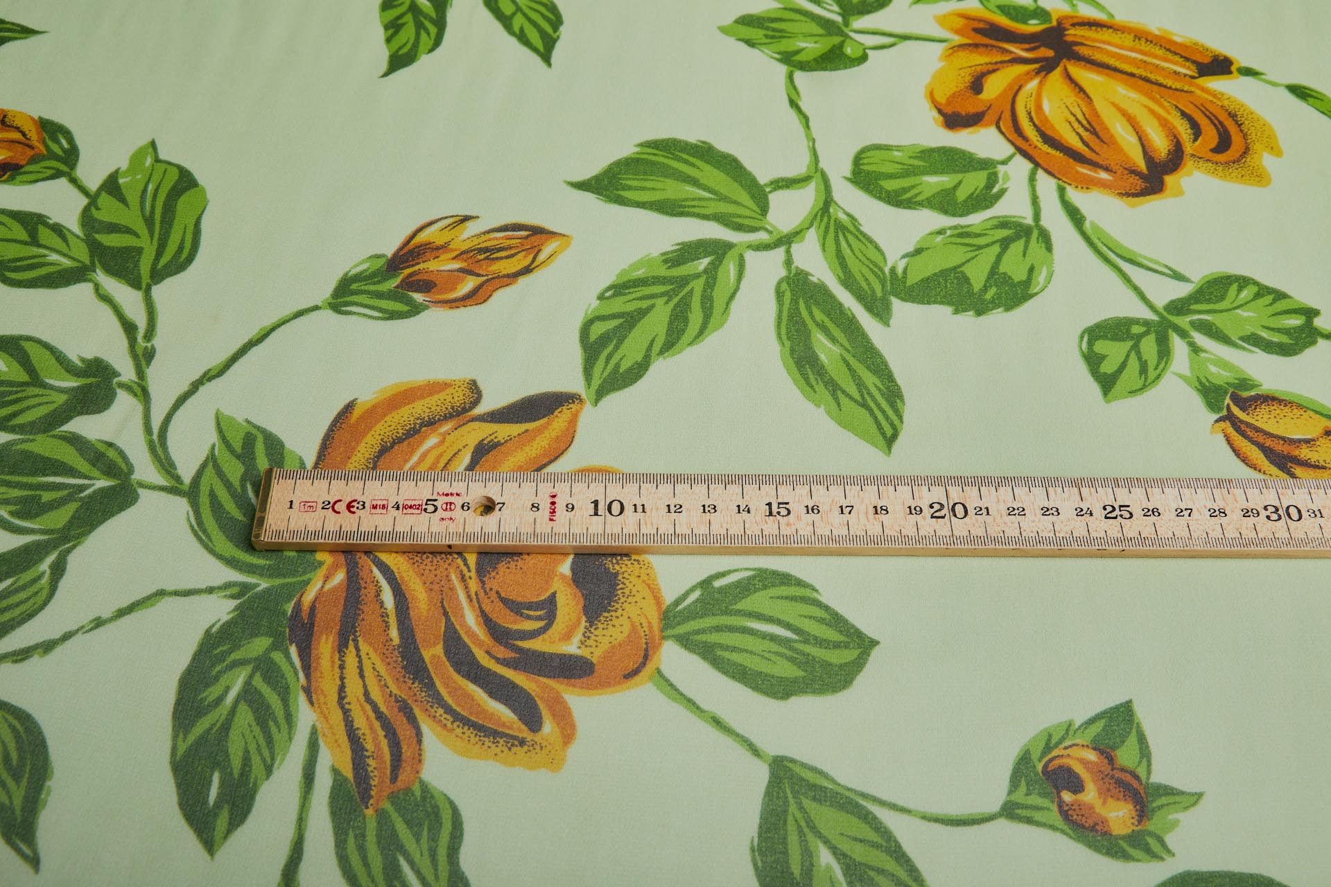 Floral Printed Silk Chiffon - Greens and Yellow fabric, image 3 of 8