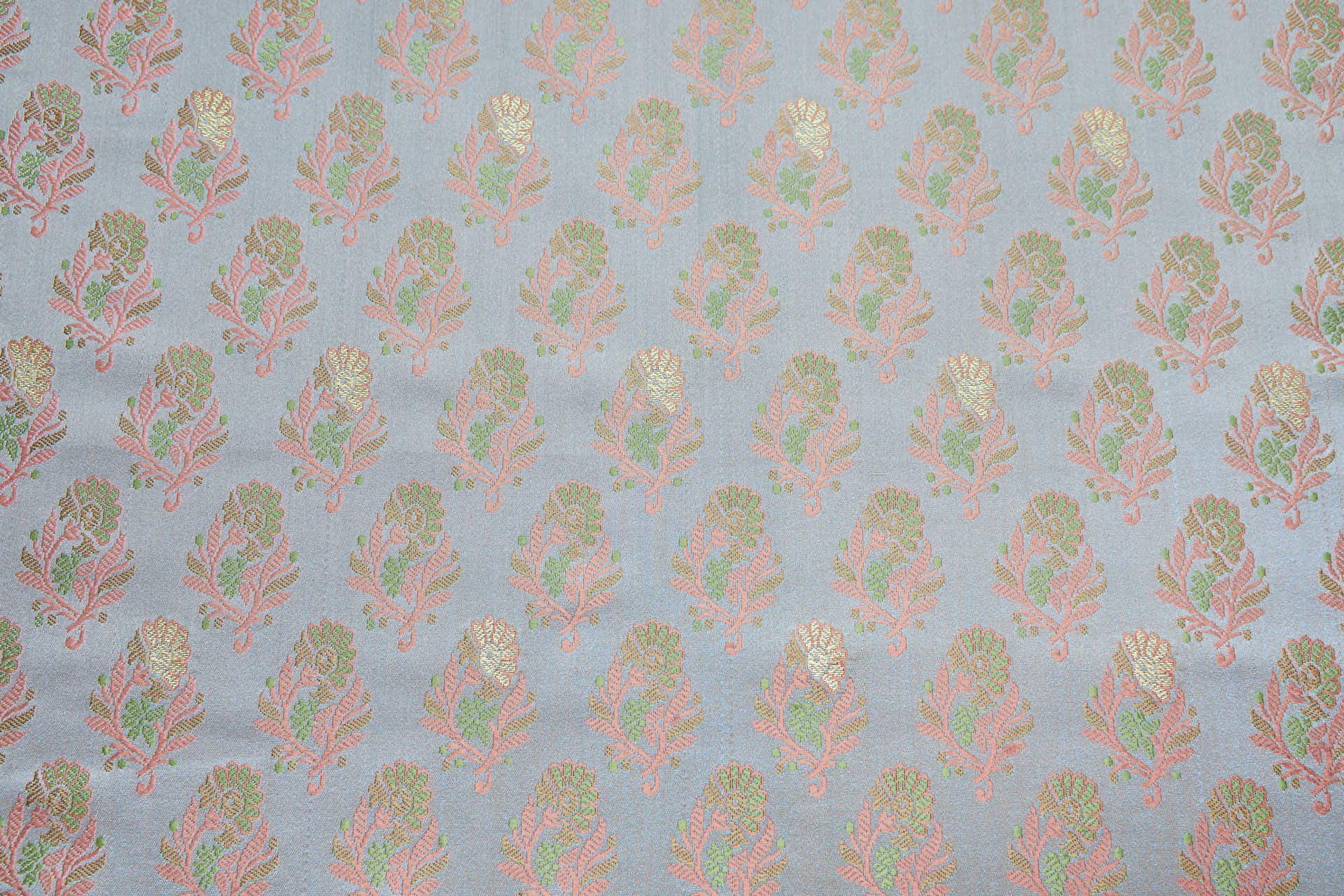 Soft Banaras Brocade - Pale Blue, Green and Pink fabric, image 7 of 7
