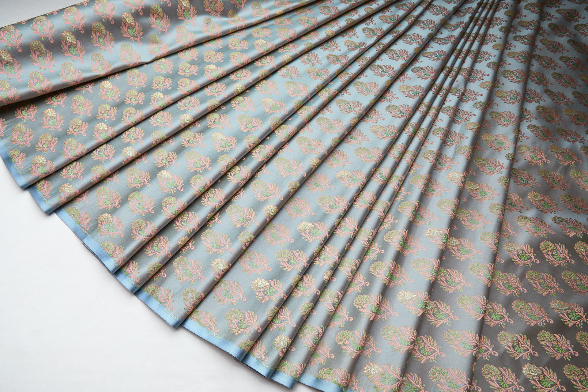 Soft Banaras Brocade - Pale Blue, Green and Pink fabric