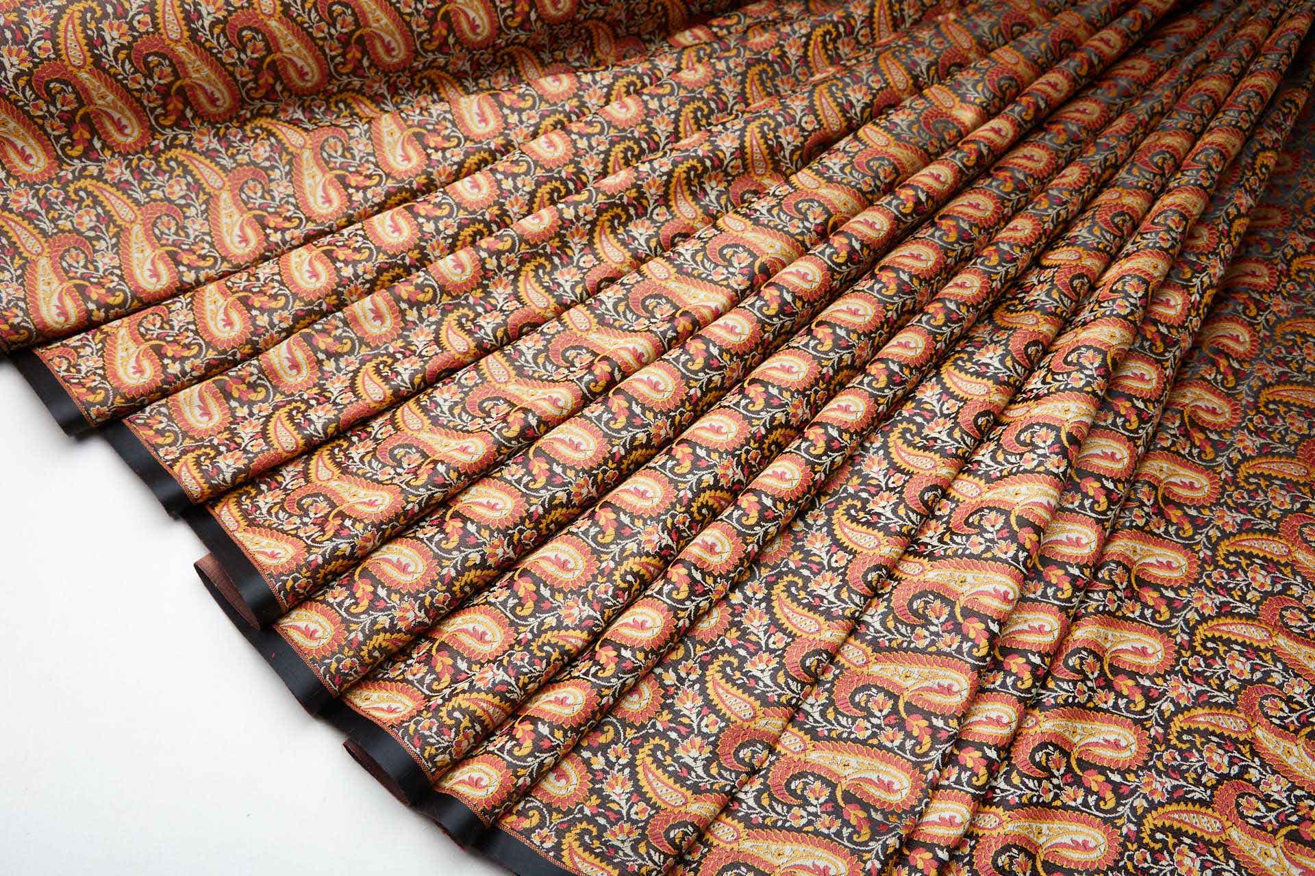 Banaras Brocade - Large Orange Paisley fabric