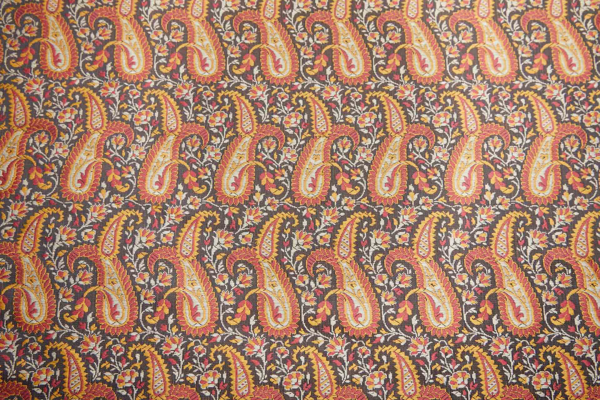 Banaras Brocade - Large Orange Paisley fabric, image 3 of 10