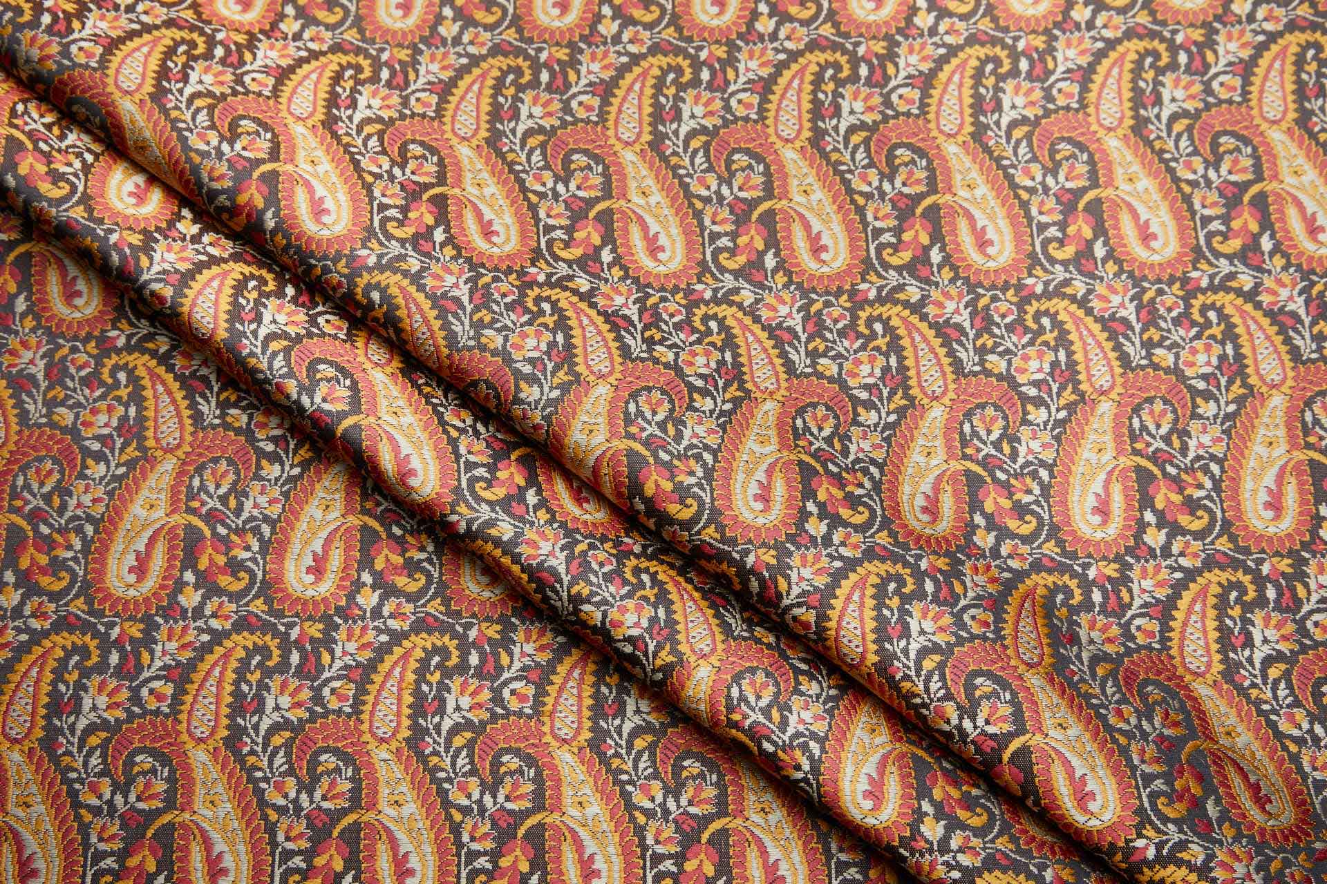 Banaras Brocade - Large Orange Paisley fabric, image 5 of 10