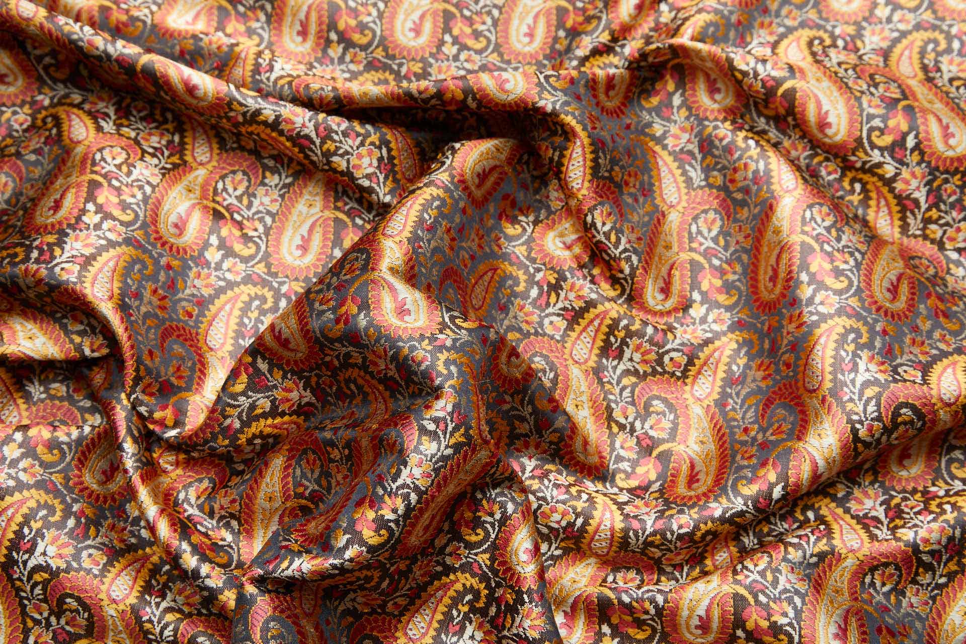 Banaras Brocade - Large Orange Paisley fabric, image 6 of 10