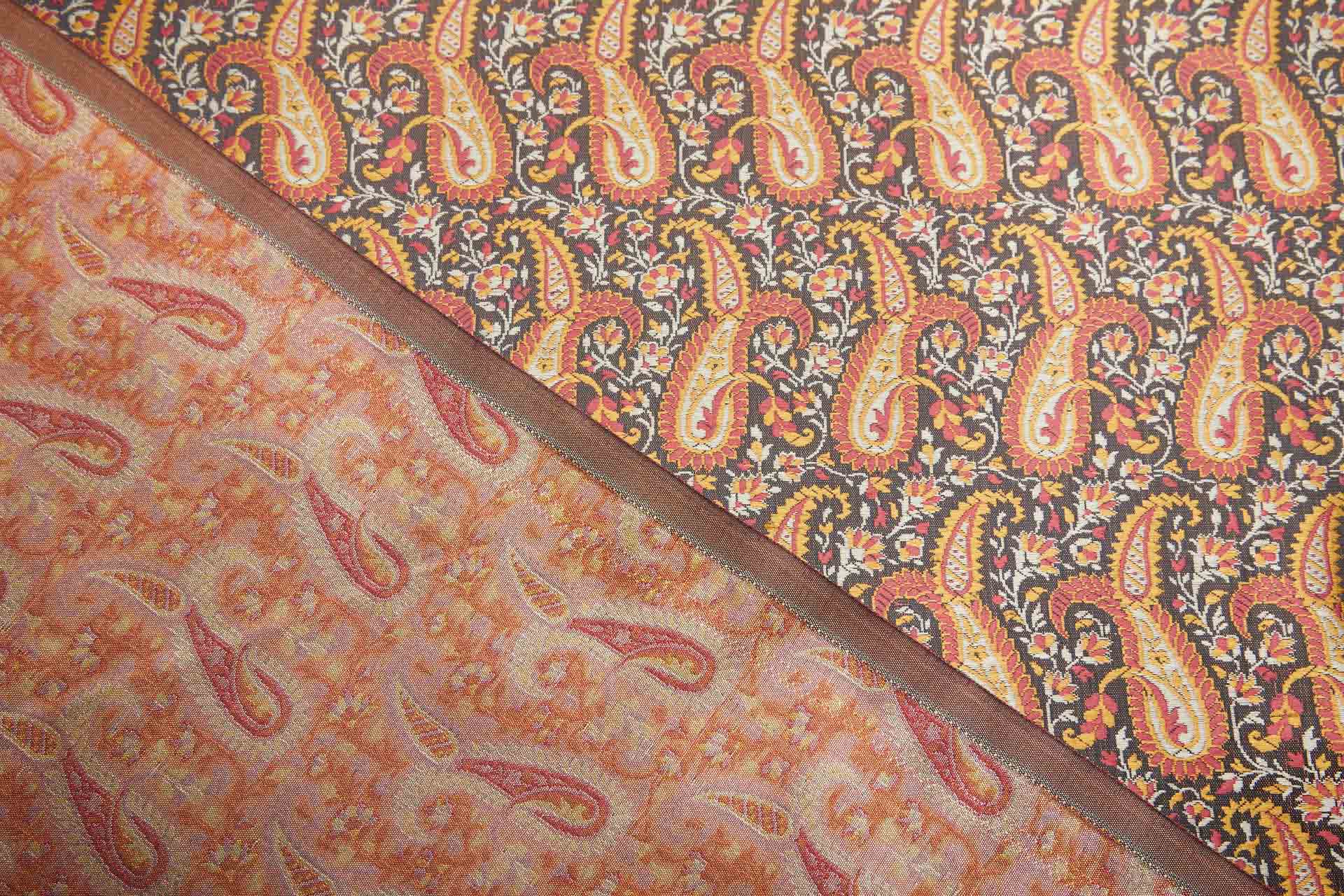 Banaras Brocade - Large Orange Paisley fabric, image 7 of 10