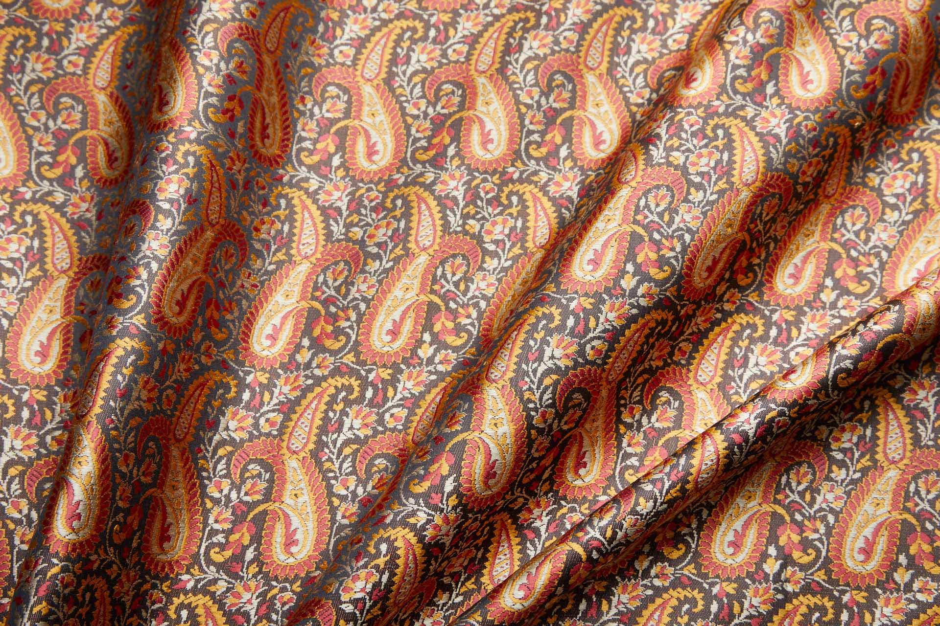 Banaras Brocade - Large Orange Paisley fabric, image 8 of 10
