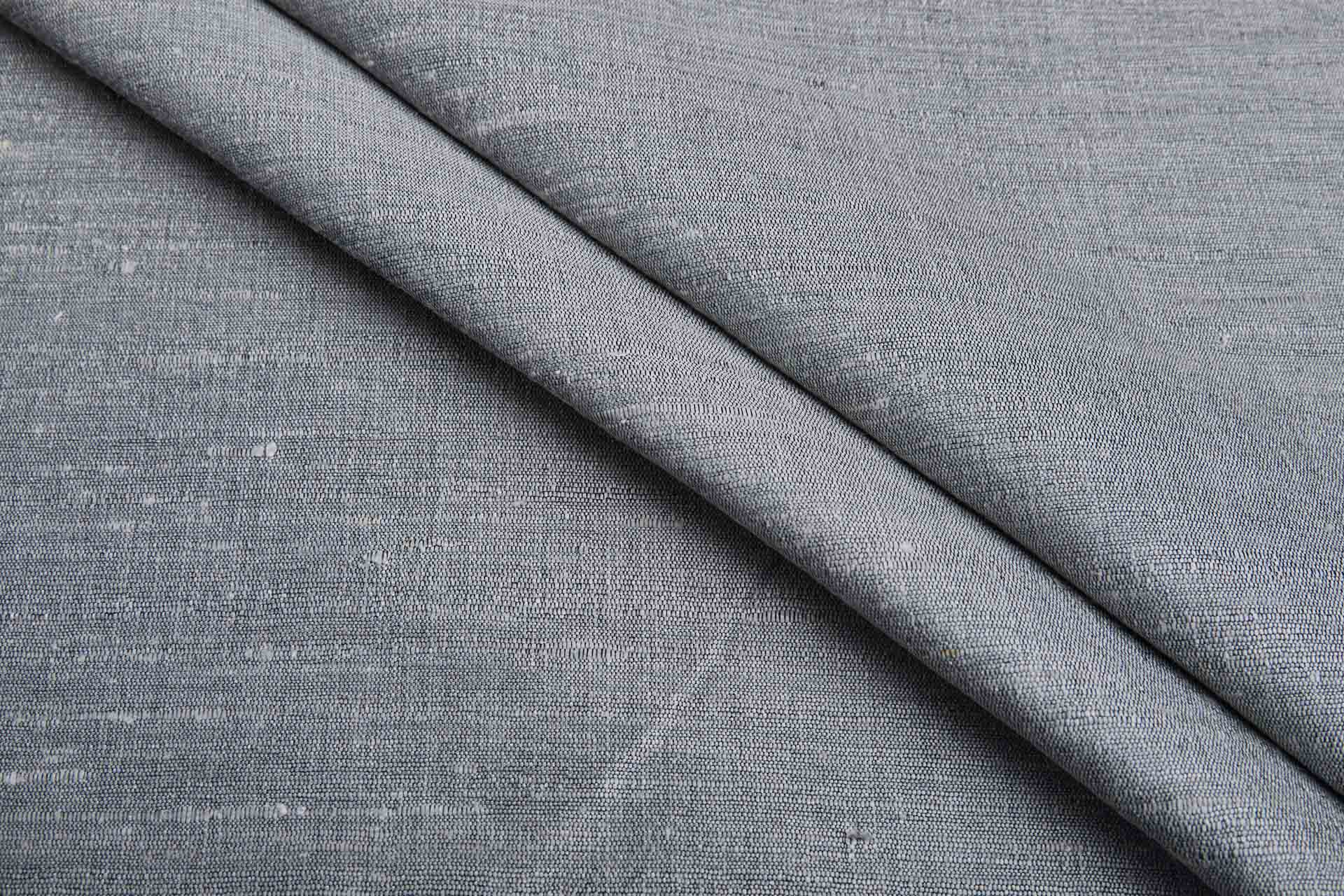 Grey Textured Raw Silk fabric, image 2 of 6