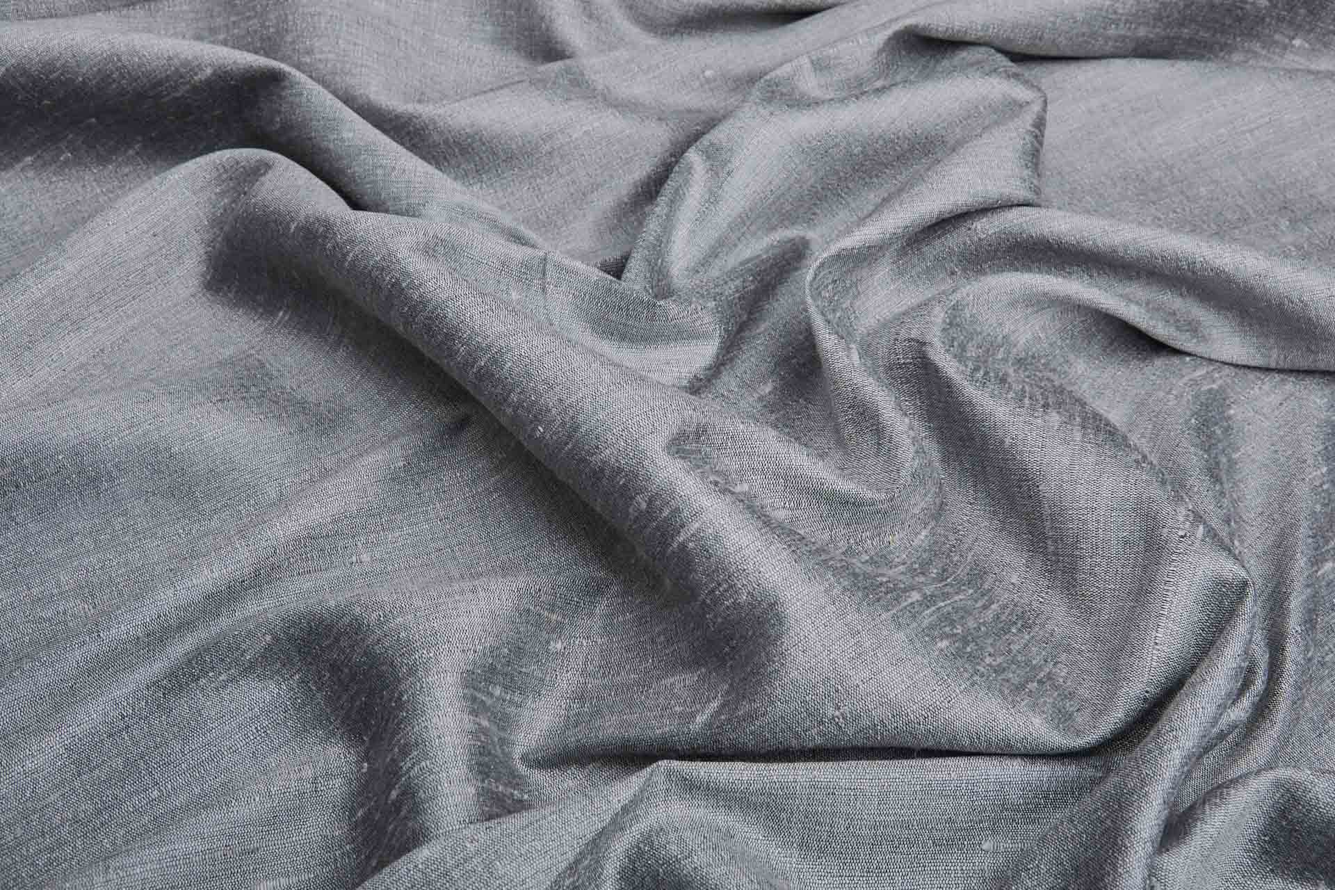 Grey Textured Raw Silk fabric, image 3 of 6