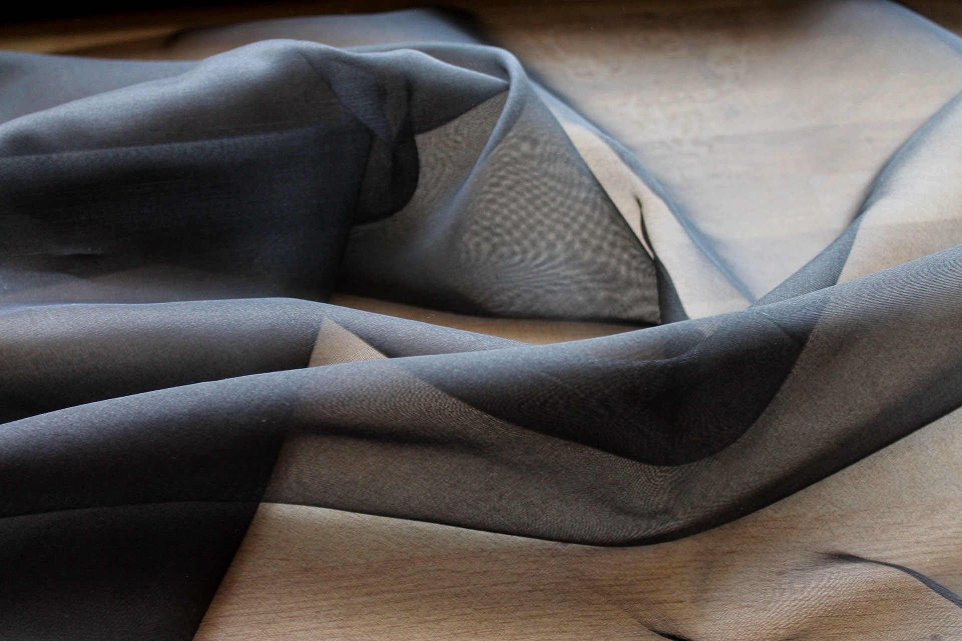 Silk Organza - Black Wide Width fabric, image 5 of 7
