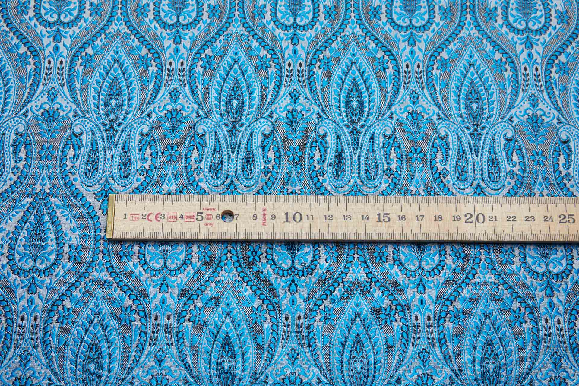 Banaras Brocade - Turquoise Blue and White fabric, image 10 of 11