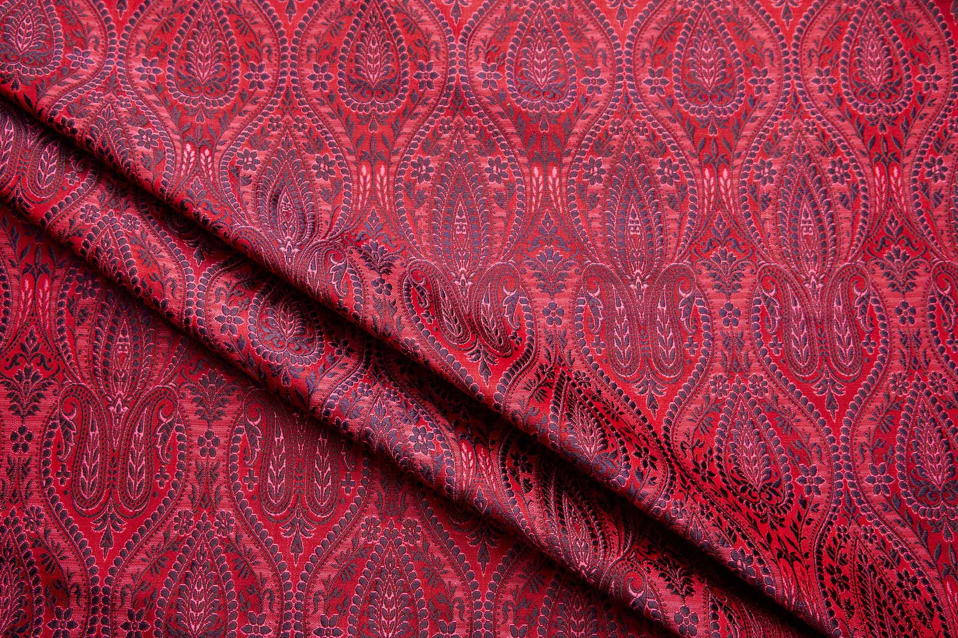 Banaras Brocade - Red, Pink and Navy fabric, image 3 of 10