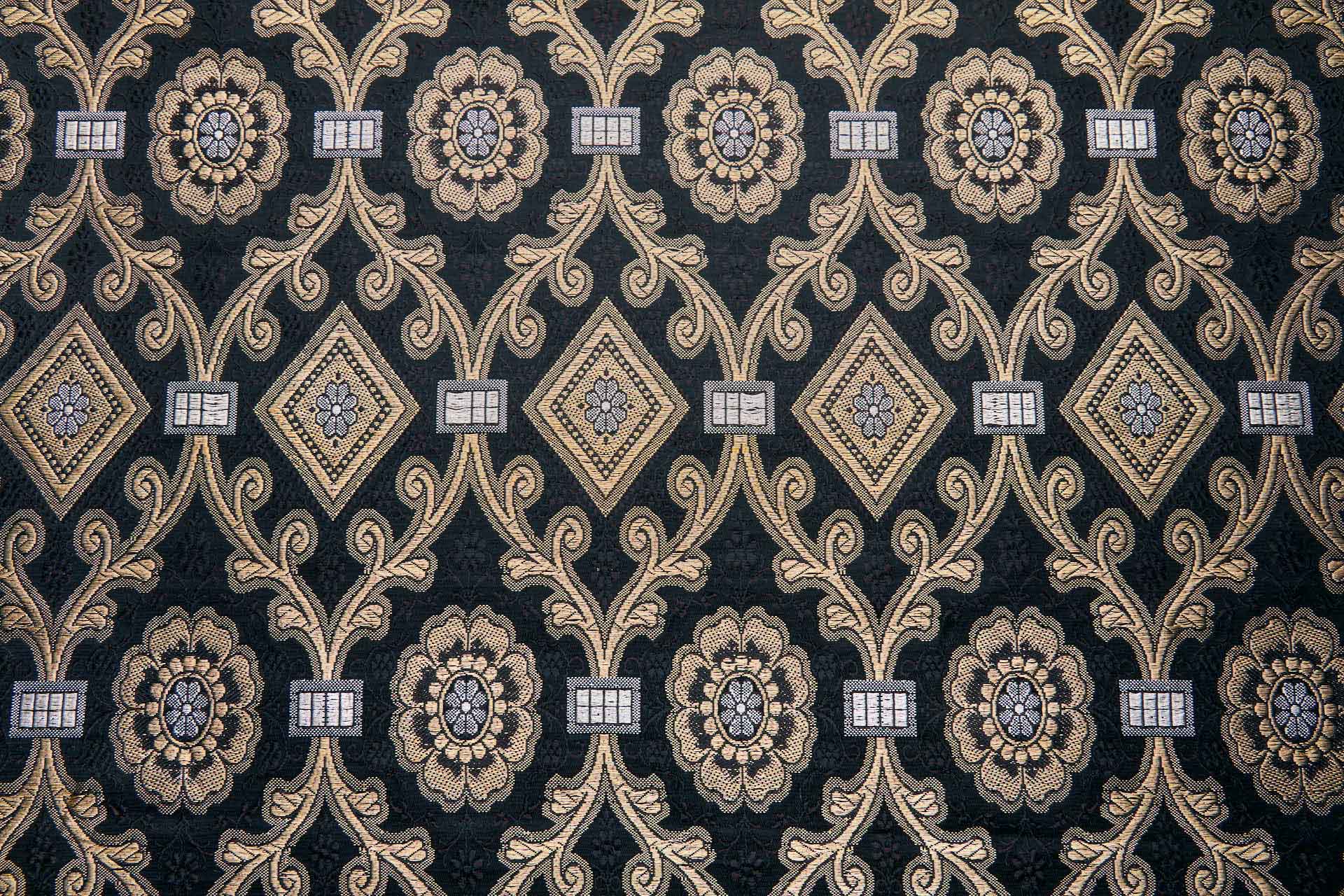 Banaras Brocade - Black and Gold Ecclesiastical fabric, image 2 of 8