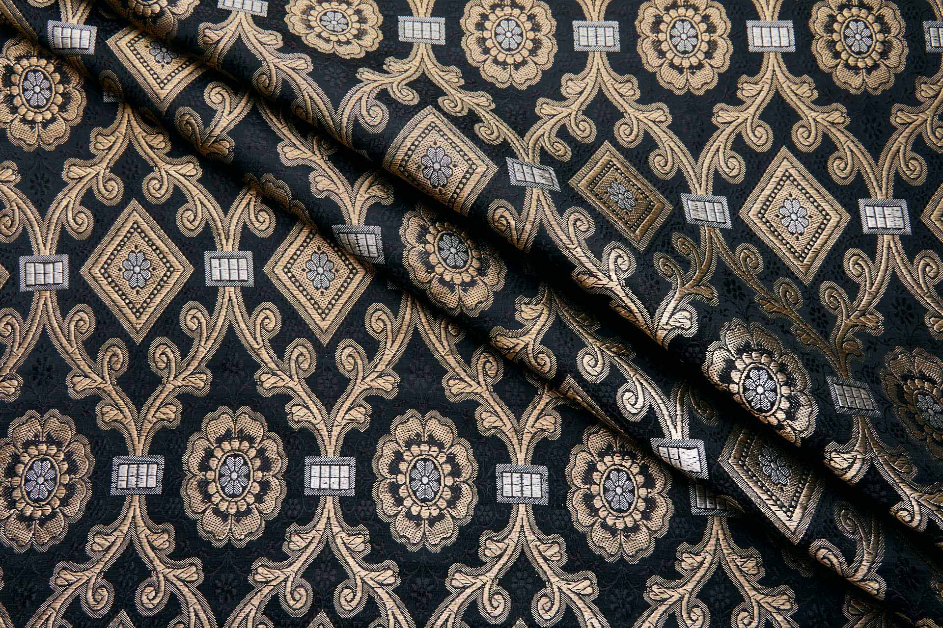 Banaras Brocade - Black and Gold Ecclesiastical fabric, image 3 of 8