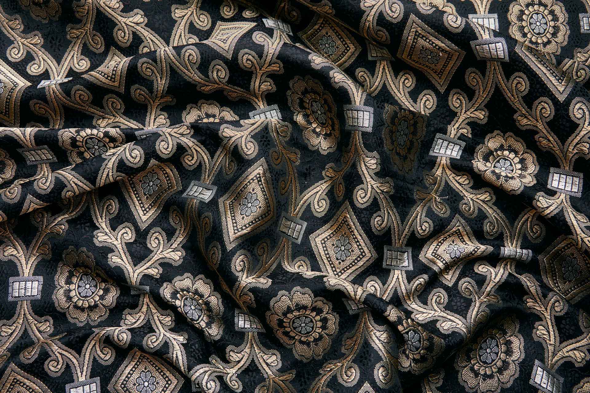Banaras Brocade - Black and Gold Ecclesiastical fabric, image 4 of 8