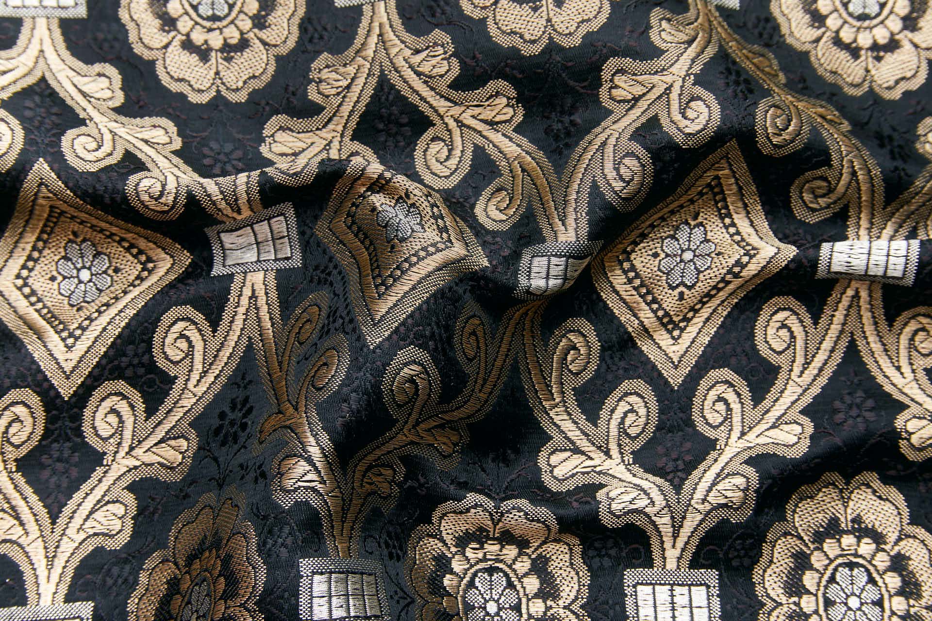 Banaras Brocade - Black and Gold Ecclesiastical fabric, image 6 of 8