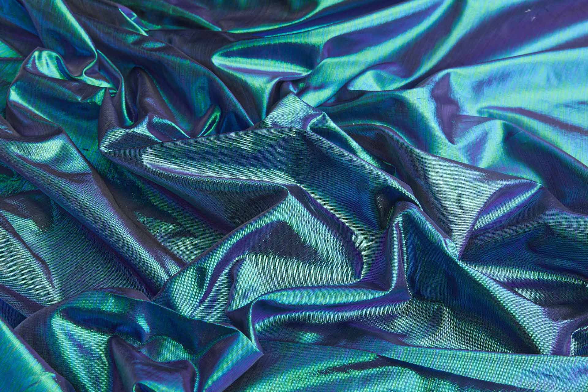Iridescent Black Silk Lurex Taffeta fabric, image 4 of 6