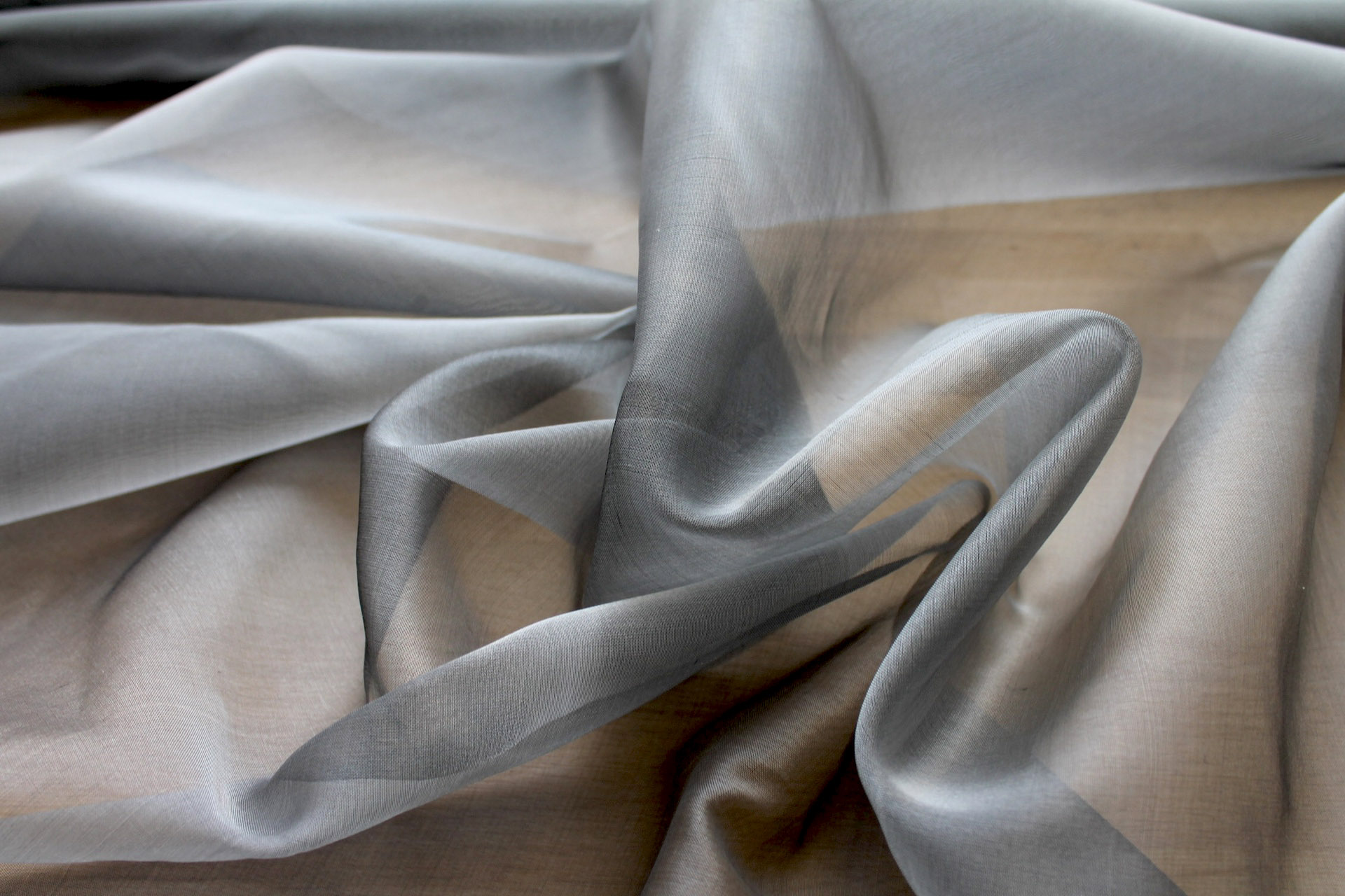 Silk Organza - Grey - 190cm wide fabric, image 2 of 5