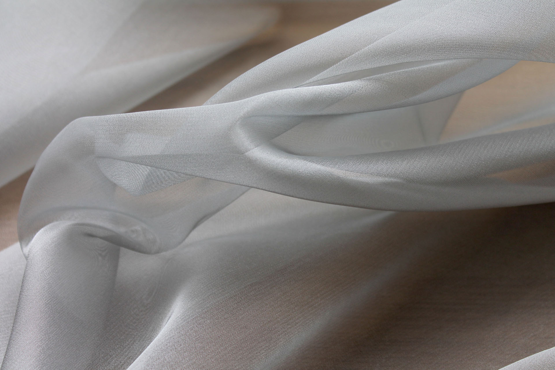 Poly Viscose Organza - Metallic Silver Grey fabric, image 3 of 5