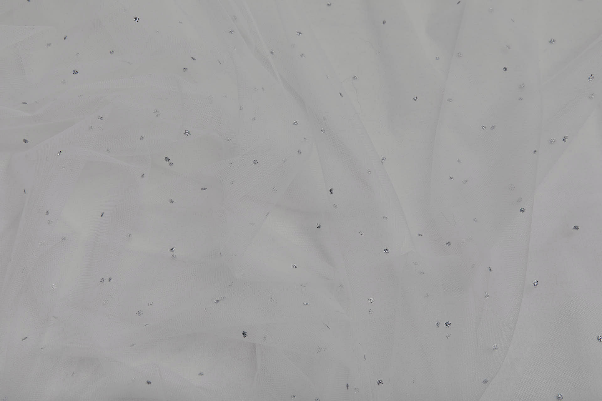 Fine Ivory Nylon Tulle with Silver Glitter Polkadots/Spots fabric, image 3 of 9