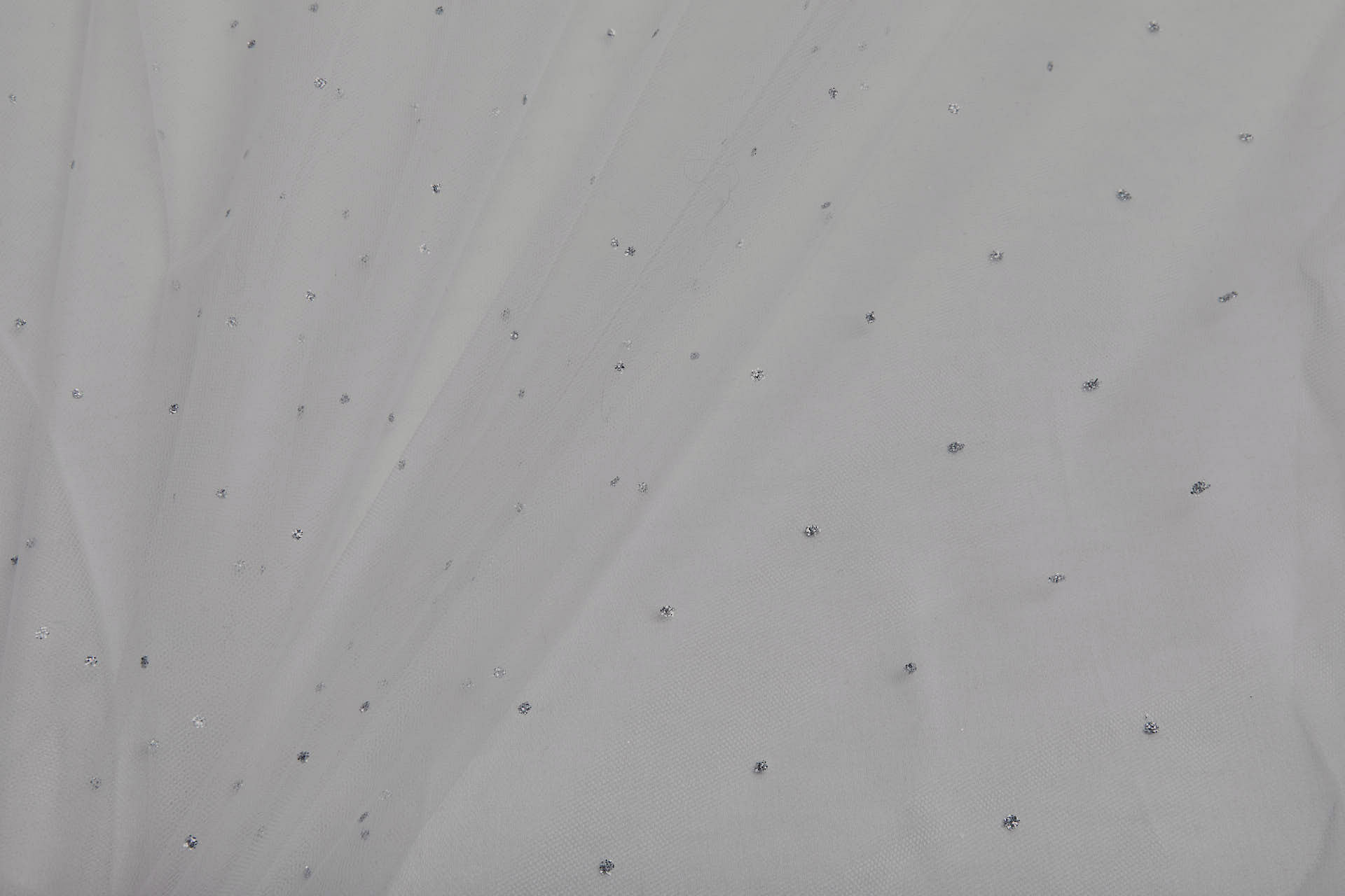 Fine Ivory Nylon Tulle with Silver Glitter Polkadots/Spots fabric, image 4 of 9