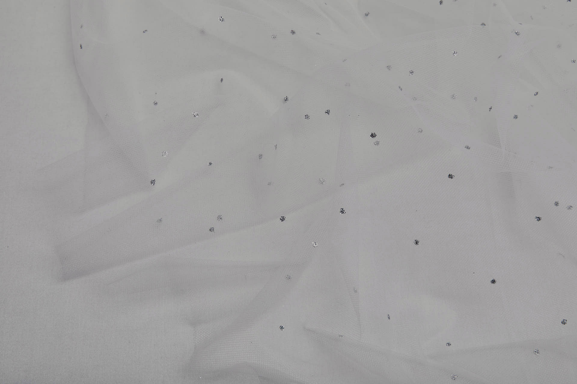 Fine Ivory Nylon Tulle with Silver Glitter Polkadots/Spots fabric, image 7 of 9