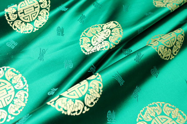 Chinese Brocade - Green With Gold Orb fabric, image 4 of 4