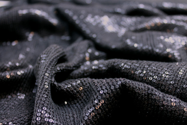 Micro Sequin On Silk Chiffon - Black fabric, image 3 of 5