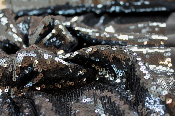 Sequin On Chiffon - Black fabric, image 2 of 4