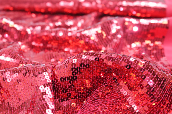 Sequin On Chiffon - Red fabric, image 2 of 4