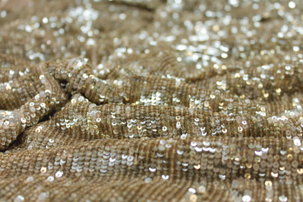 Overlapping Micro Sequin On Silk Chiffon - Gold fabric, image 2 of 4