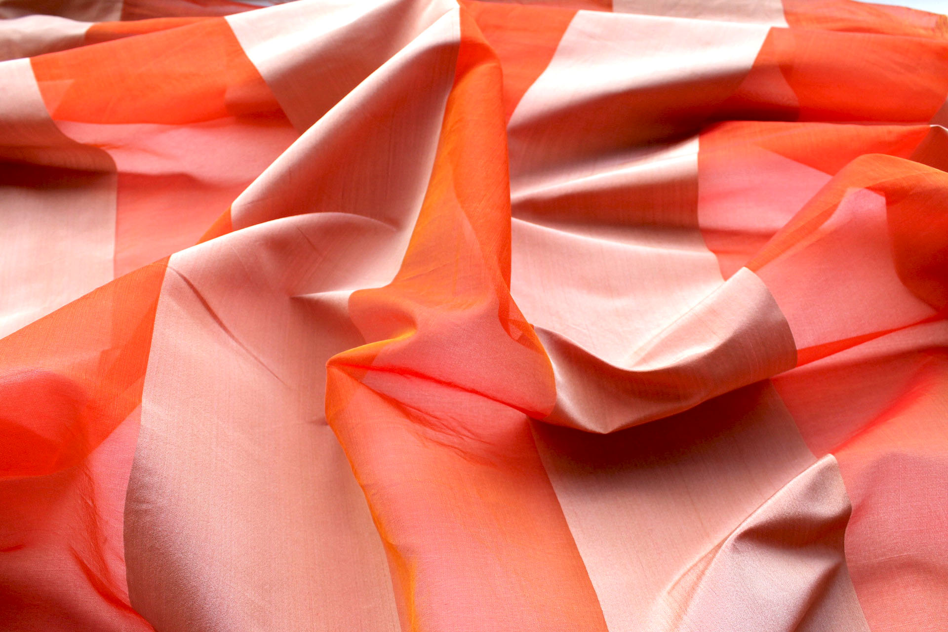 Wide Striped Silk Organza - Orange and Gold fabric, image 2 of 5