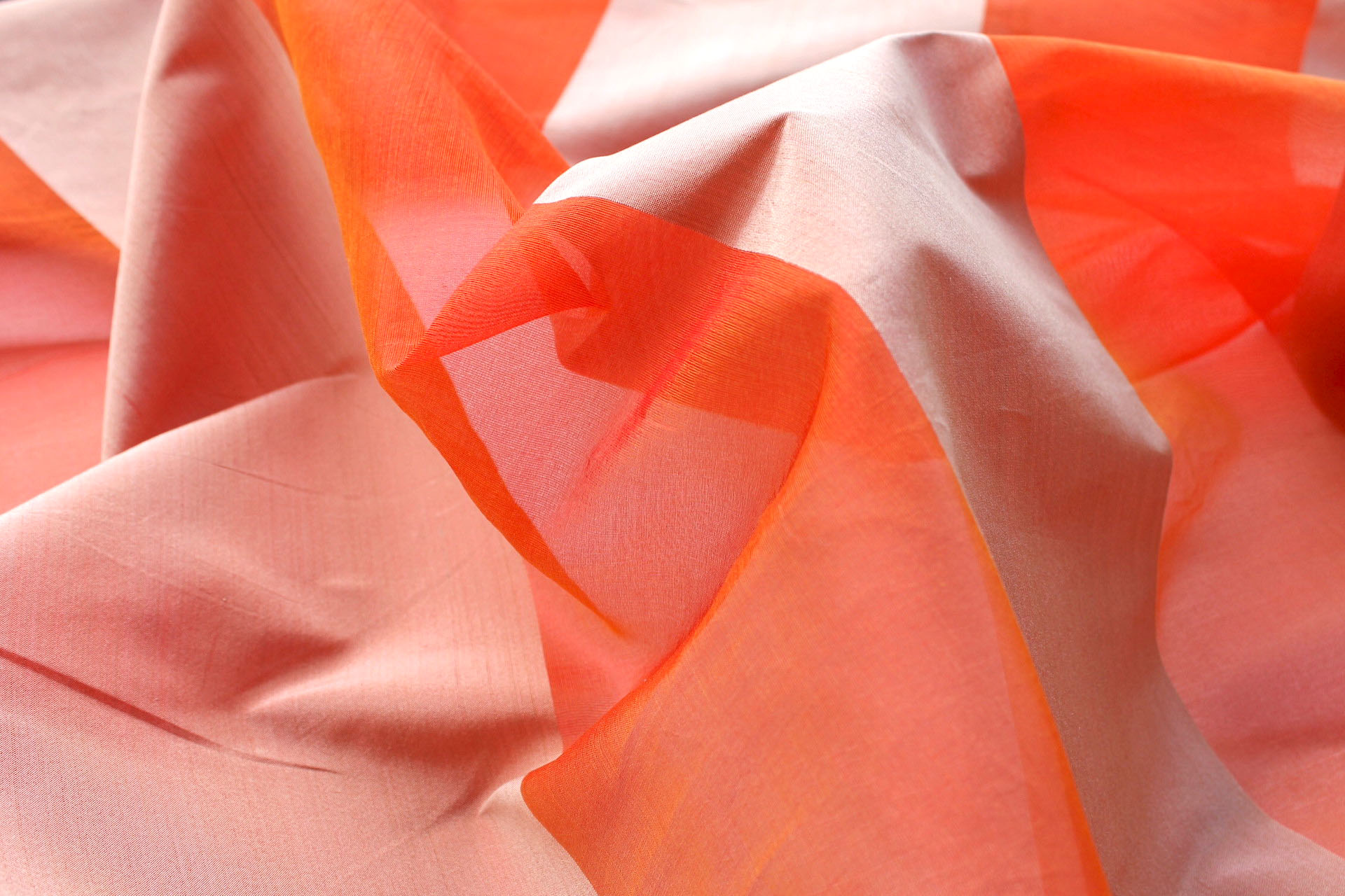 Wide Striped Silk Organza - Orange and Gold - 0.5m Piece fabric, image 3 of 5