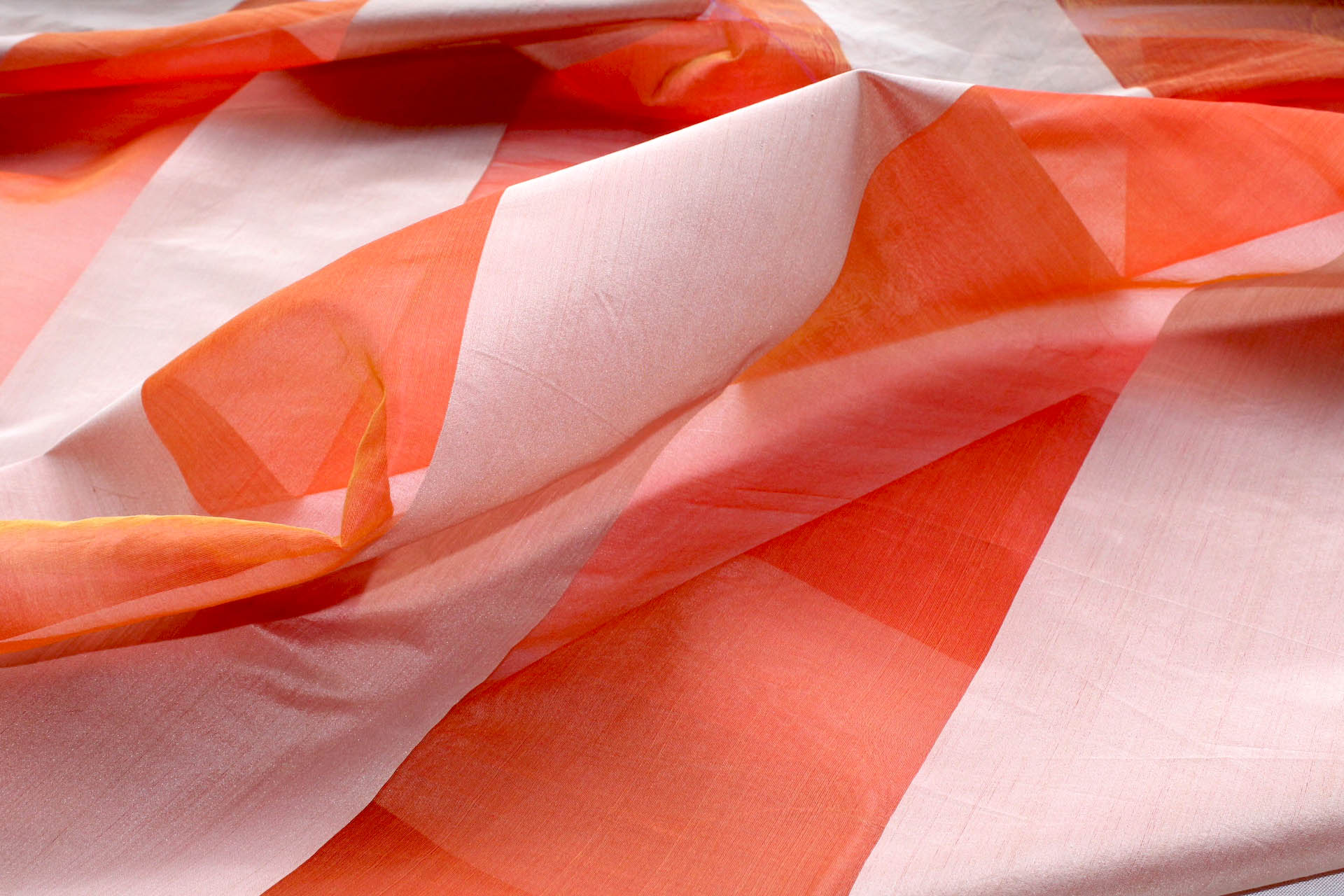 Wide Striped Silk Organza - Orange and Gold fabric