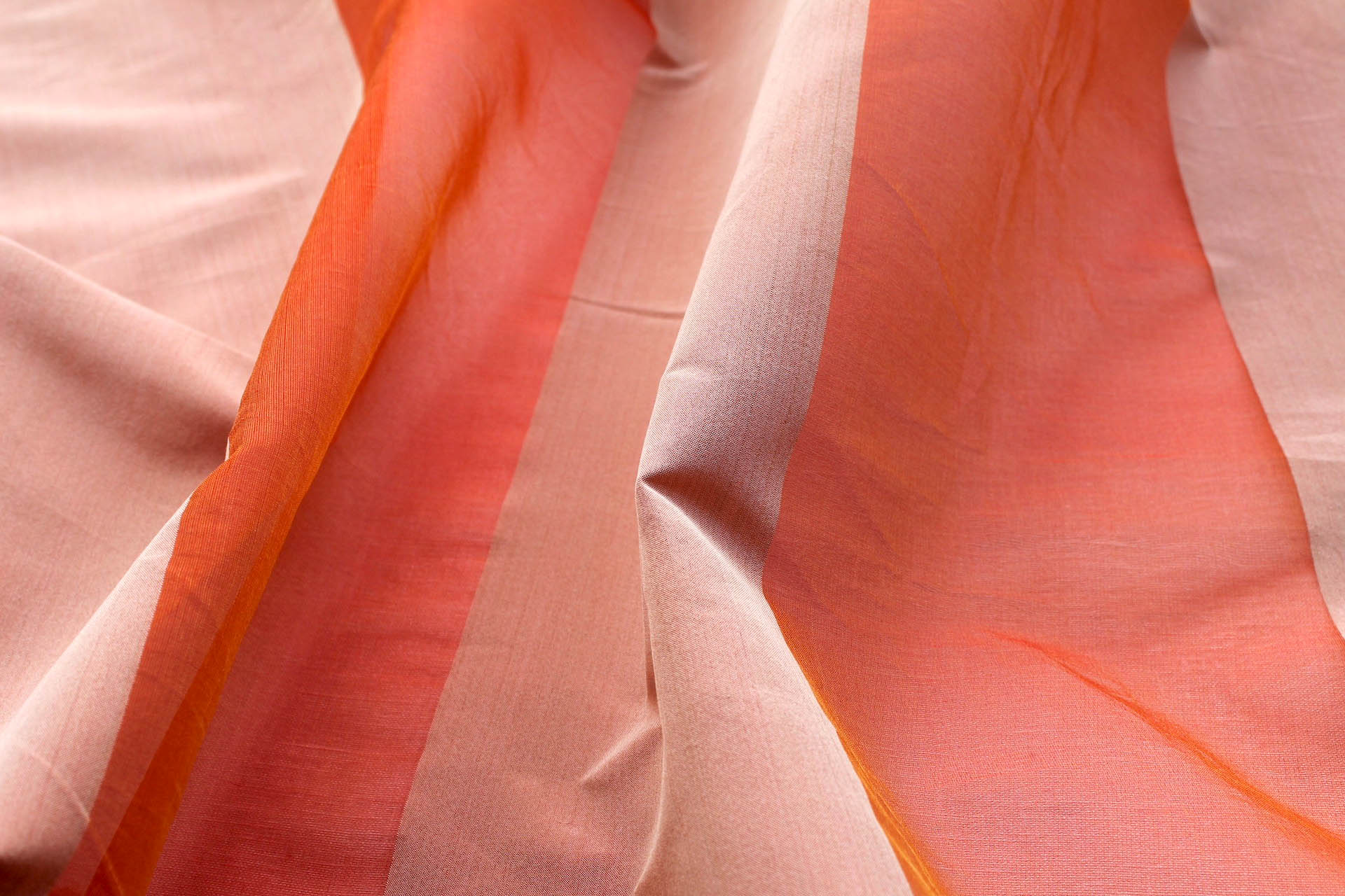 Wide Striped Silk Organza - Orange and Gold - 0.5m Piece fabric, image 5 of 5