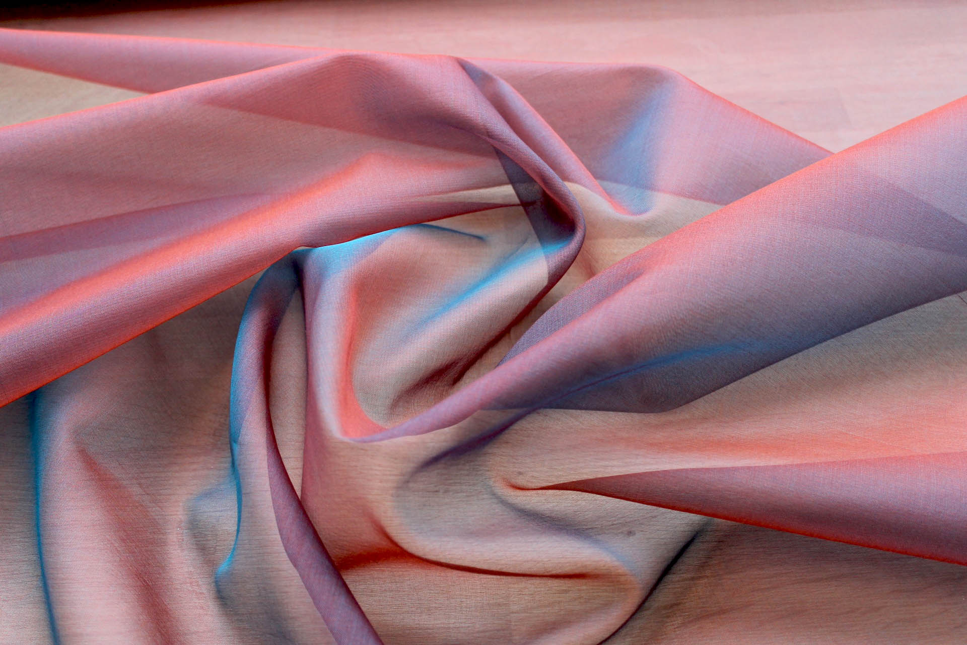 Silk Organza - Turquoise shot Brown - 0.7m Piece fabric, image 2 of 5