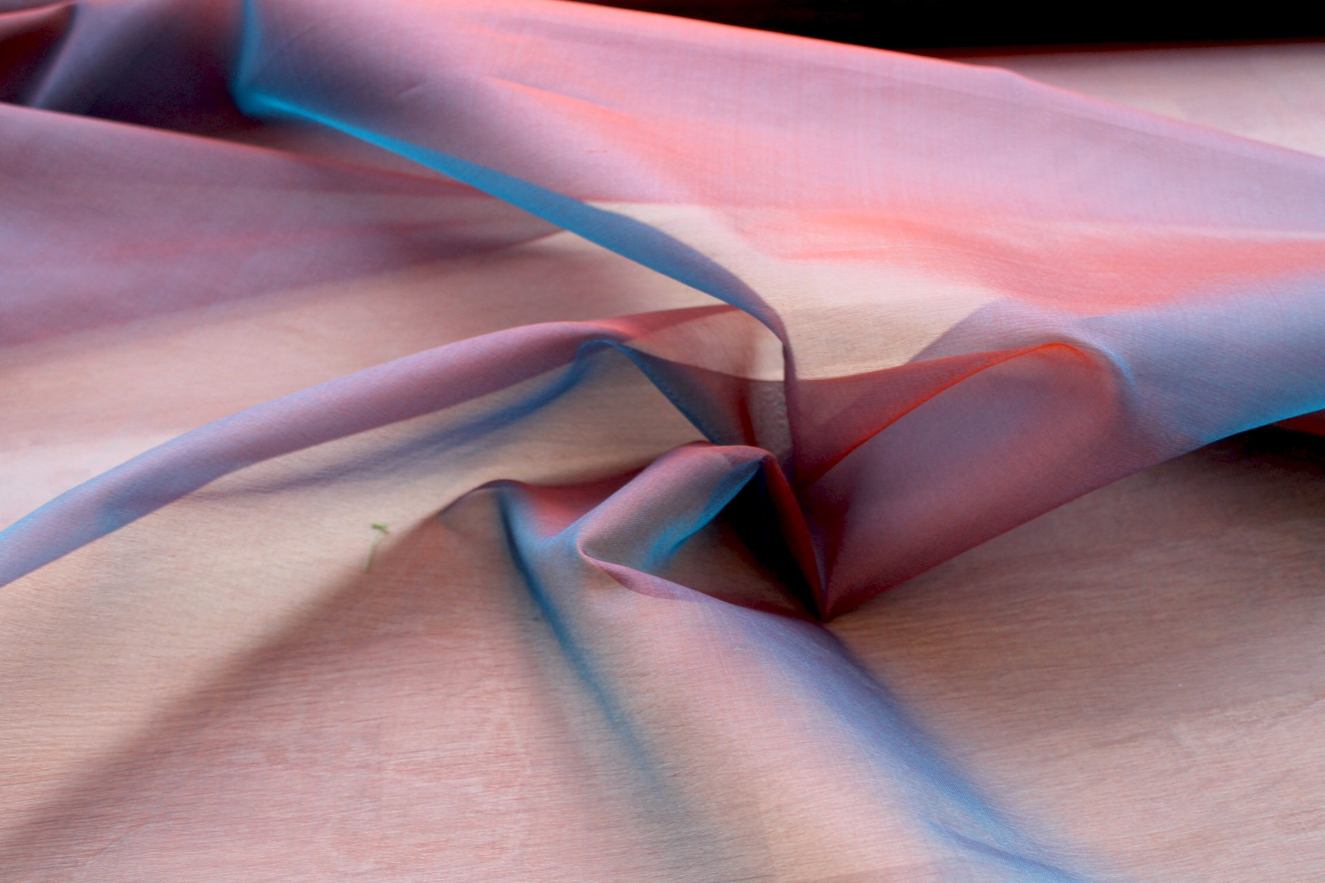 Silk Organza - Turquoise shot Brown fabric, image 3 of 5