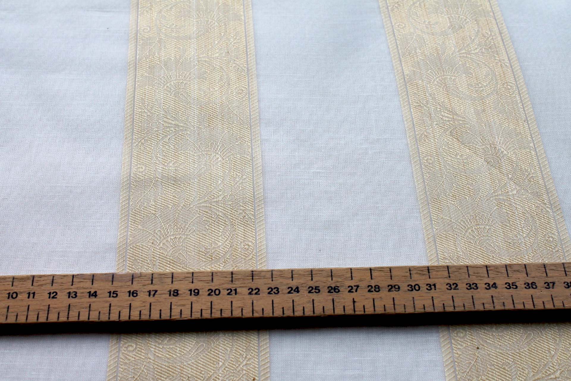 Jacquard Striped Silk Organza - Ivory and Pale Gold fabric, image 4 of 7