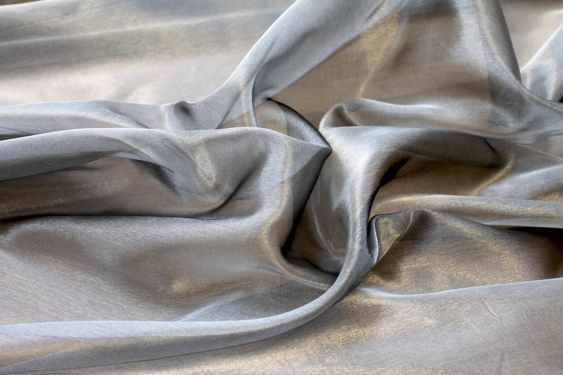 Silk Organza - Metallic Silver/Black fabric, image 2 of 5