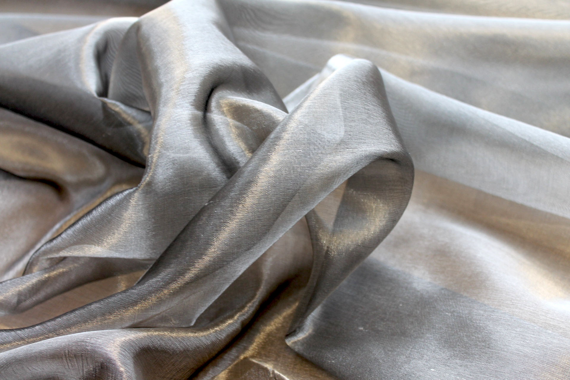 Silk Organza - Metallic Silver/Black fabric, image 3 of 5