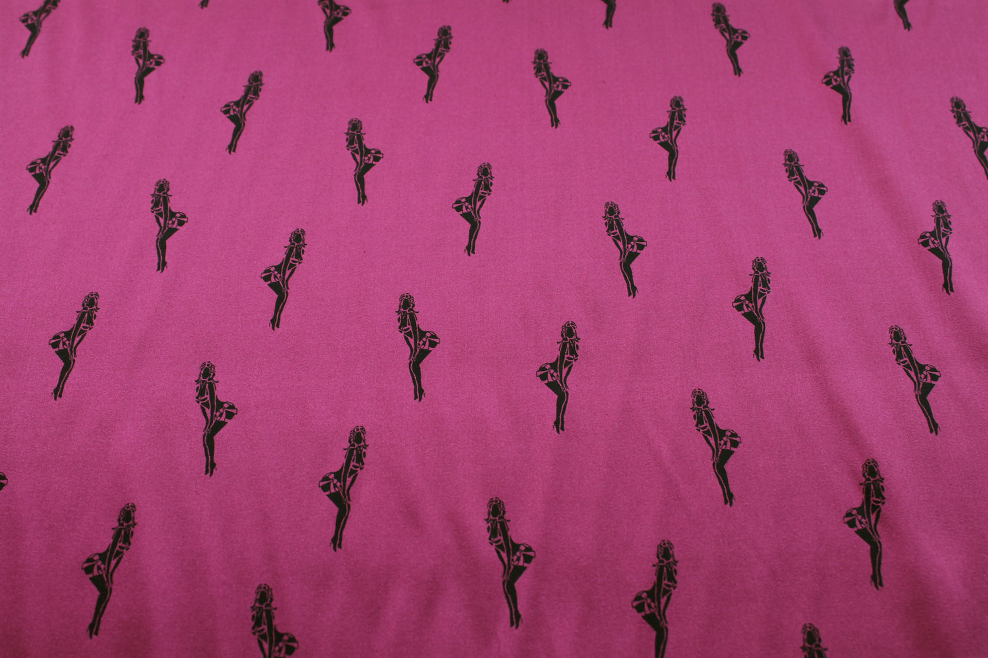 Pin-up Printed Stretch Silk Satin - Berry Pink fabric, image 2 of 6