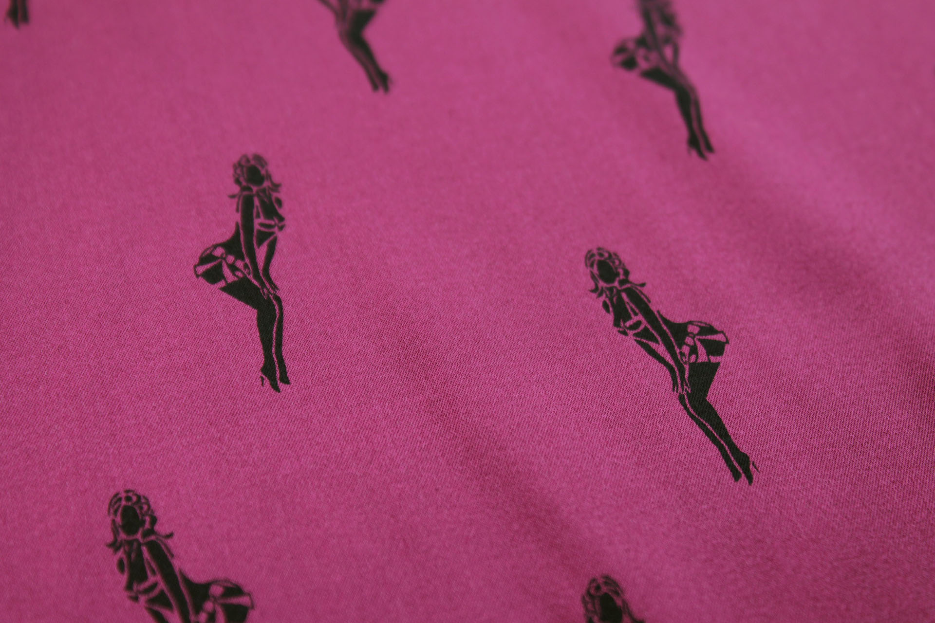 Pin-up Printed Stretch Silk Satin - Berry Pink fabric, image 3 of 6