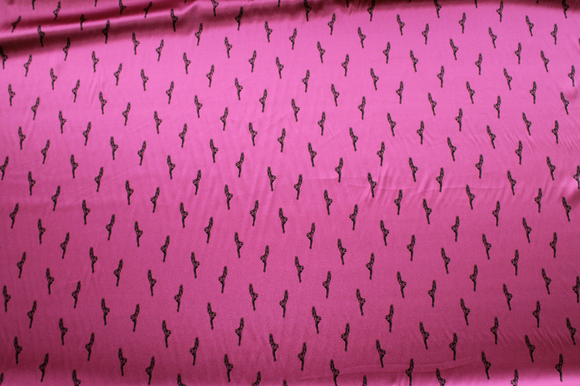 Pin-up Printed Stretch Silk Satin - Berry Pink fabric, image 6 of 6