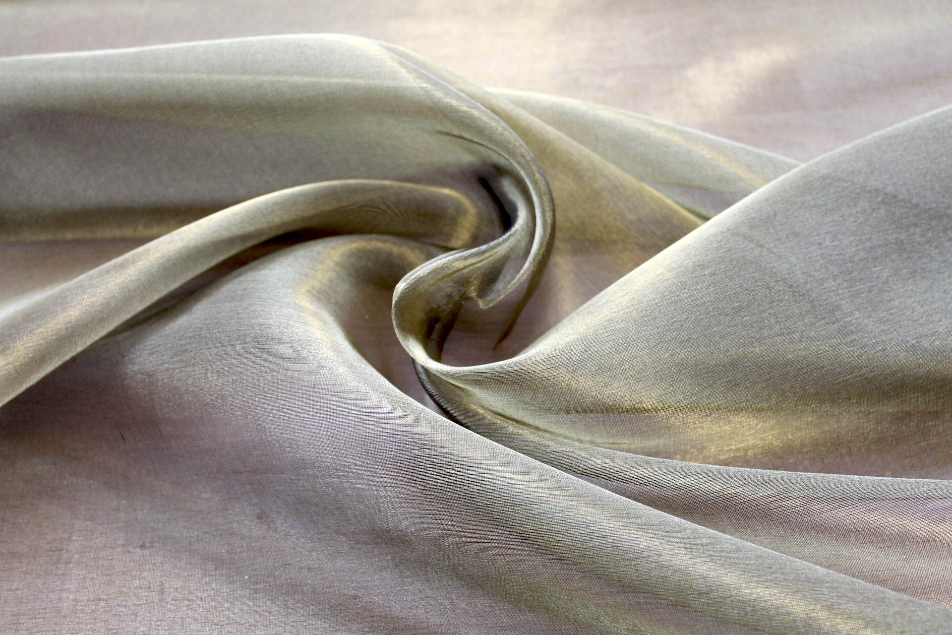 Silk Organza - Metallic Black shot Pale Gold fabric