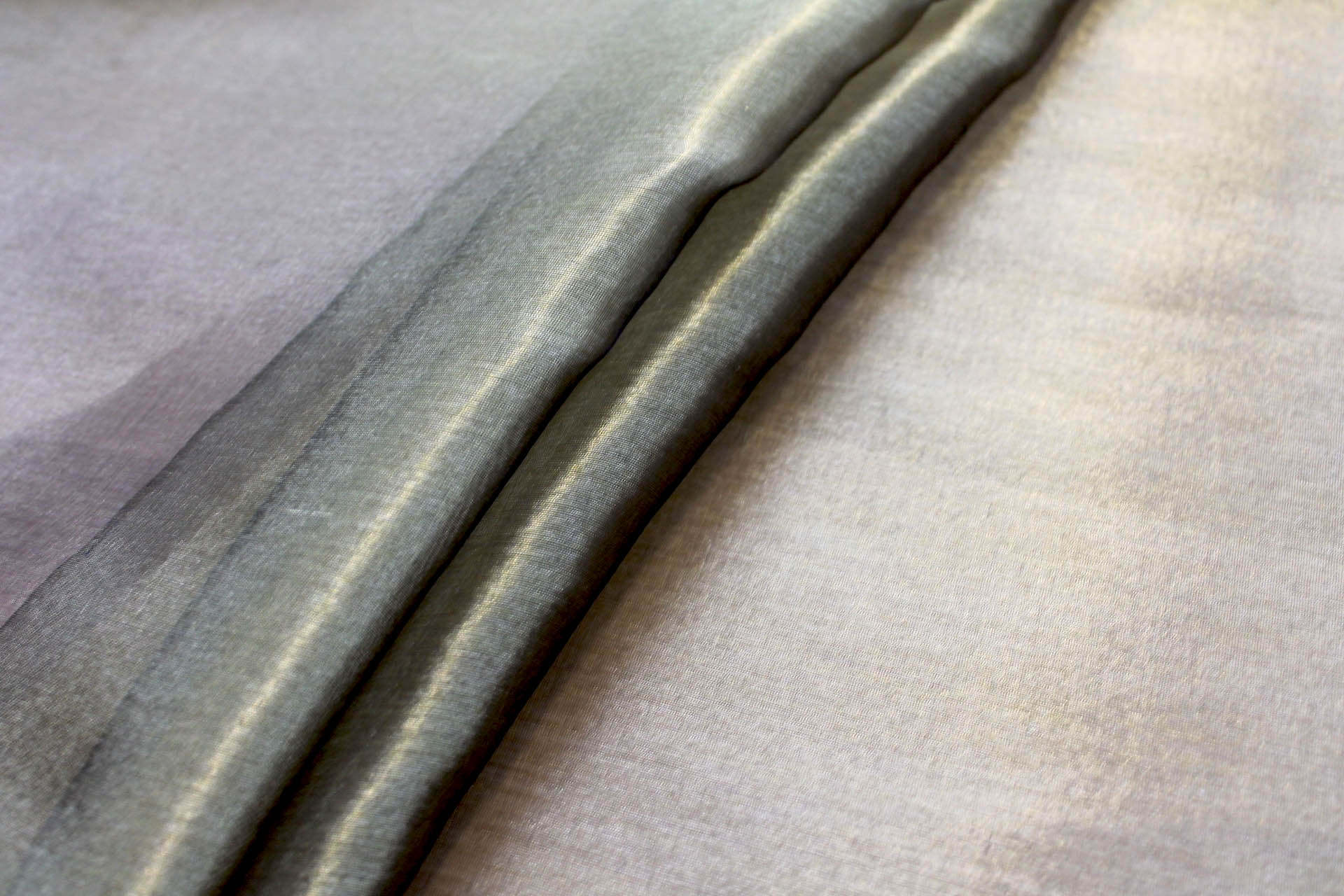 Silk Organza - Metallic Black shot Pale Gold fabric, image 3 of 5